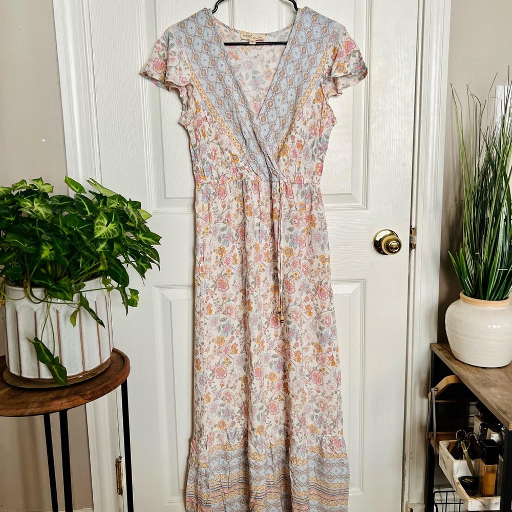 Floral V Neck Dress - S
